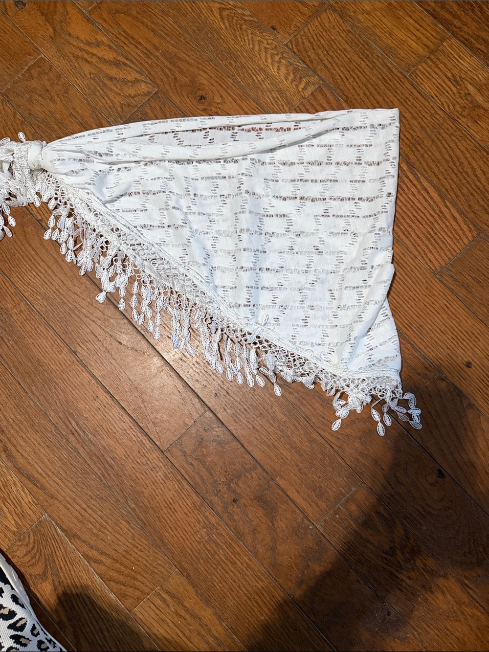 White Crochet-Trim Swim Sarong Cover-Up